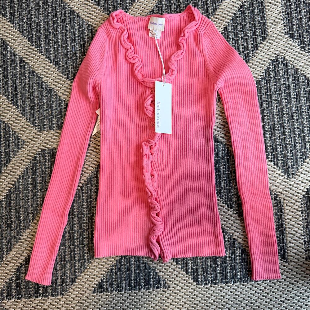 Find Me Now Charlie Ribbed Button Front Top Size S/M - Picture 2 of 7